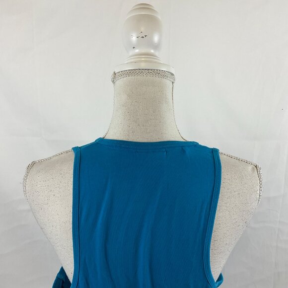 Gymshark Tank Top Women's M Dark Teal Blue Embroidered White Sleeveless - Picture 8 of 11